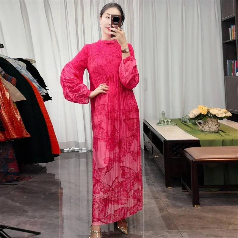 

Miyake Pleated Women's Clothing 2024 Spring and Summer New Fashion Printed Irregular Loose Large Size Pleated Skirt for Women