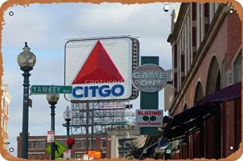 Metal Sign Poster Citgo Sign at Fenway Park 8 x 12 Inches Fun Decorative Sign Outdoor Plaque