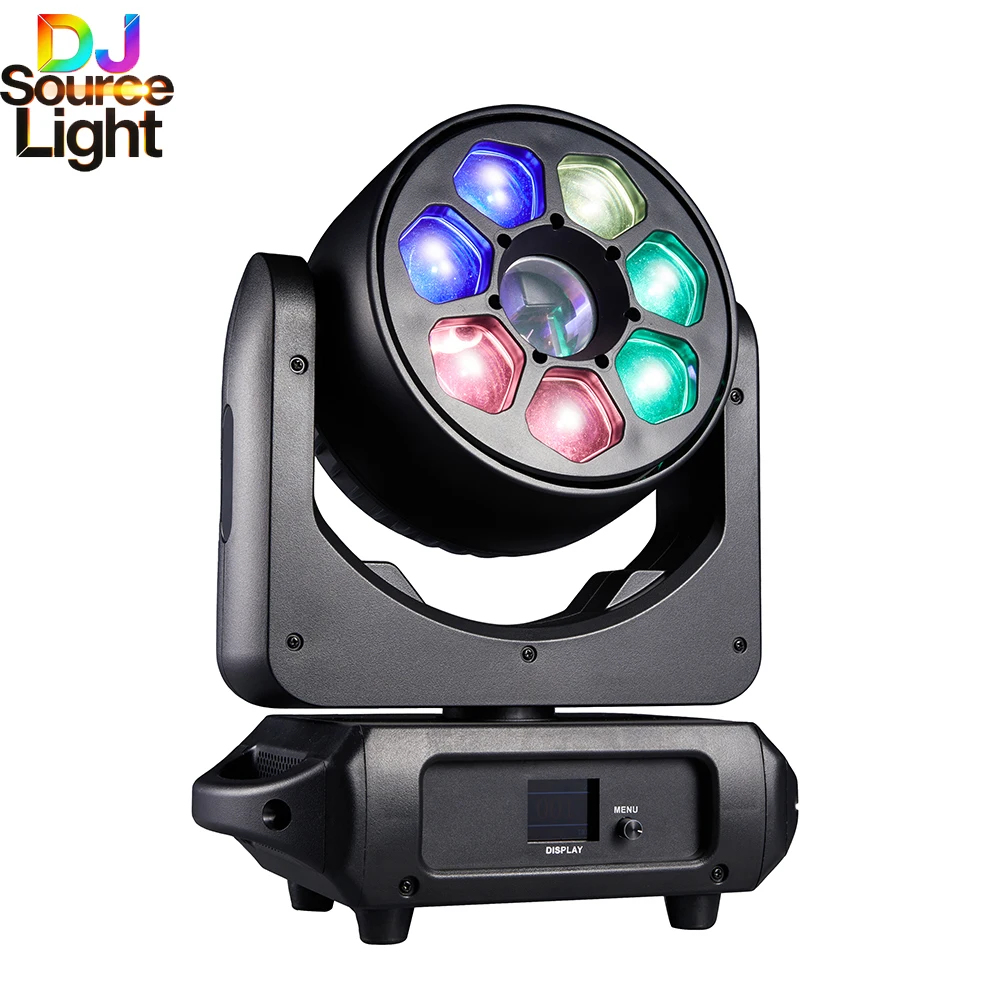 Yuer 7x40W RGBW 4in1 Wash Bee Eye Laser Moving Head Light with App Control  Suitable for Bars Discos and KTVs