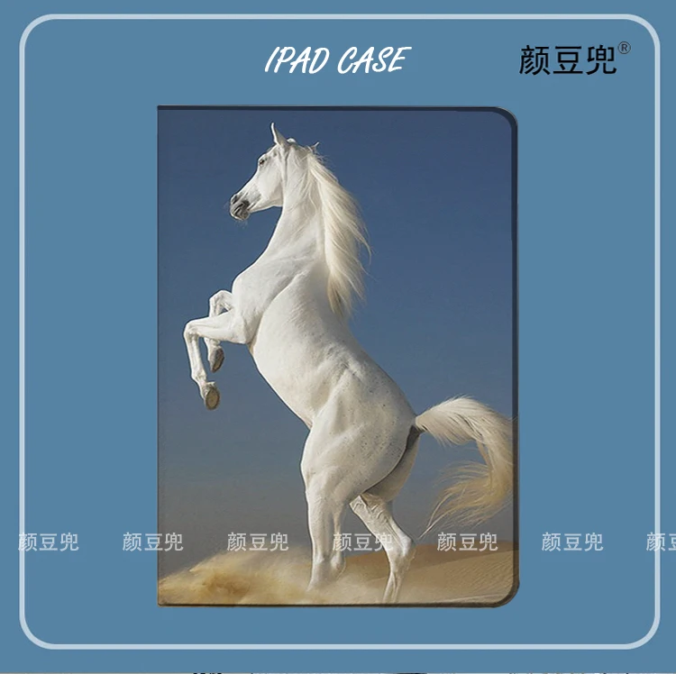 White Horse Animal iPad Case For iPad Air 4 5 10.9 Mini 5 6 For Pro 12.9 11 inch Luxury Silicone iPad 10th Full Protective Shell