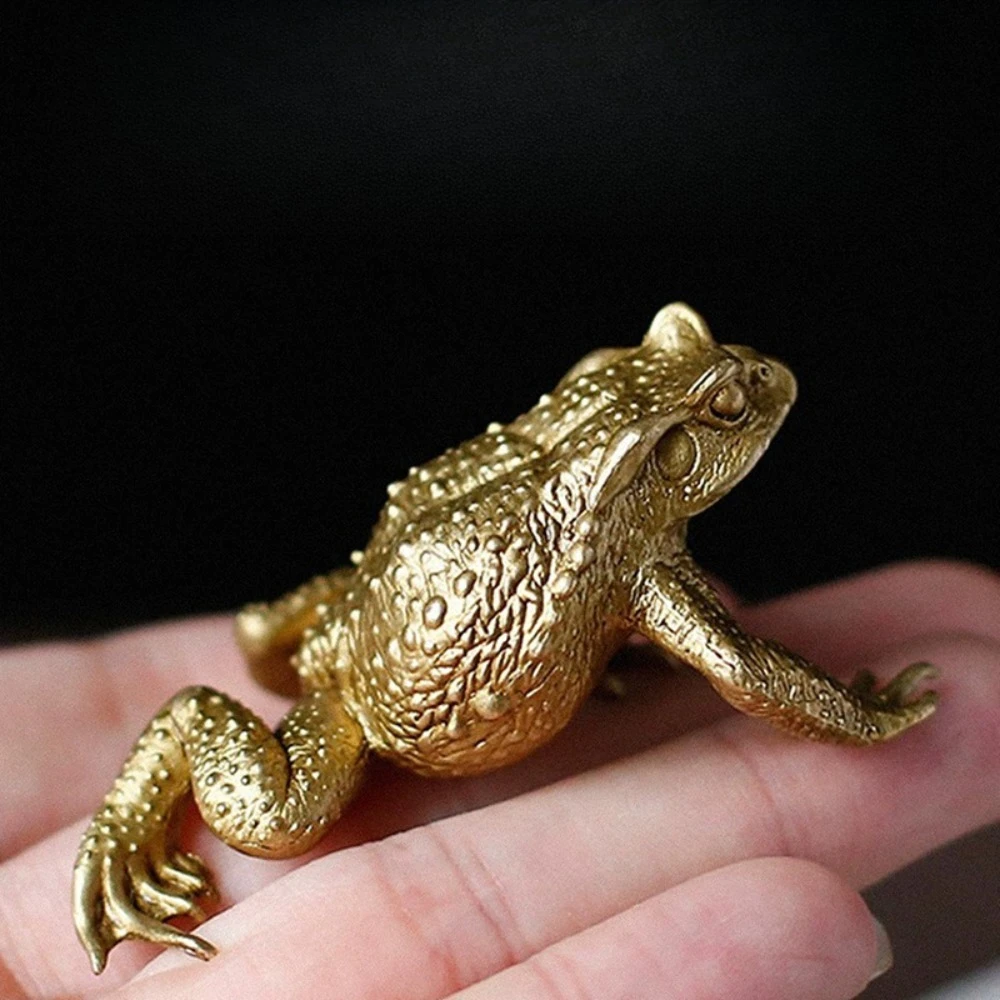 1pc Solid Brass Money Toad Figurines Miniatures Tea Pet Table Ornament Decor Crafts Accessories Lucky Copper Animal Statues