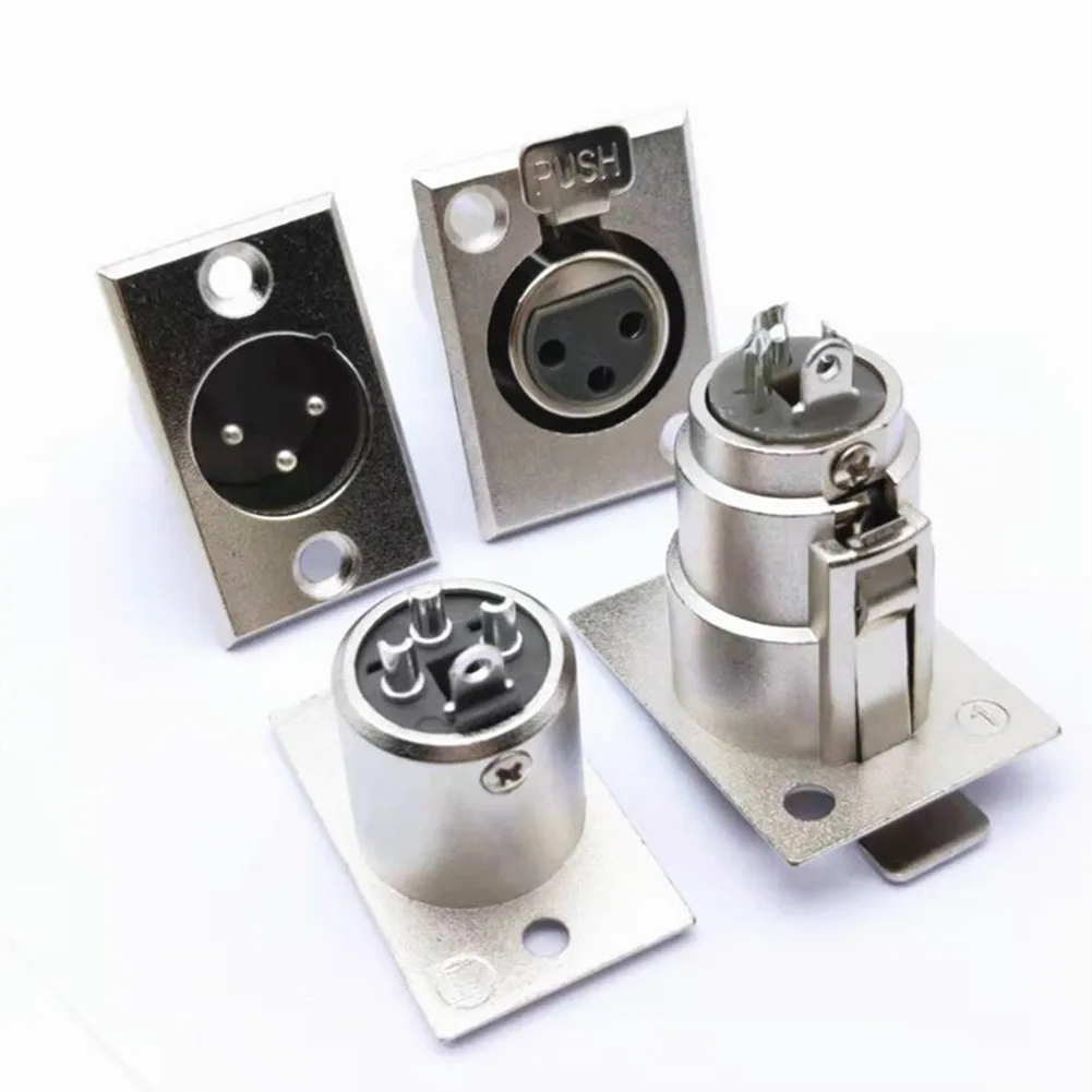 2Pcs 3 Pin XLR Male Female Socket Panel Mount Chassis Mic Jack Audio Connector For Patch Bay And Snake Cable Applications
