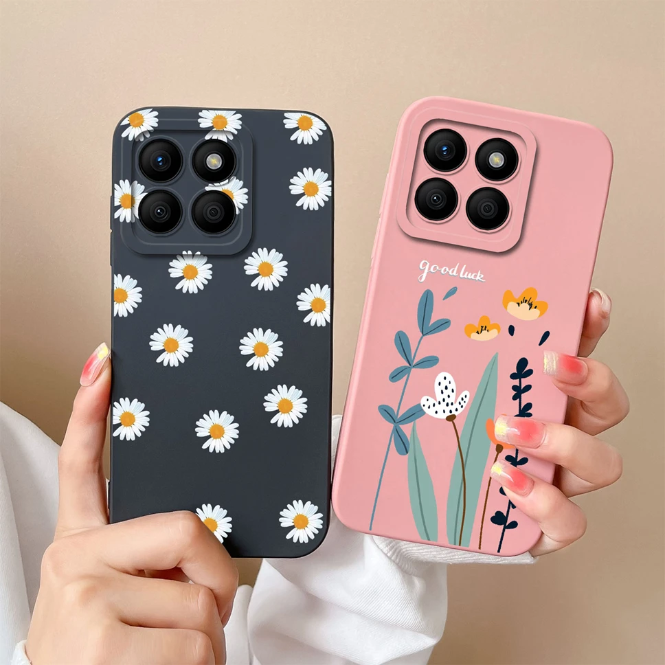 For Honor X8b Case Lovely Pretty Dinosaur Sunflower Smooth Liquid Silicone Protective Phone Cover For Honor X 8b Fundas Bumper