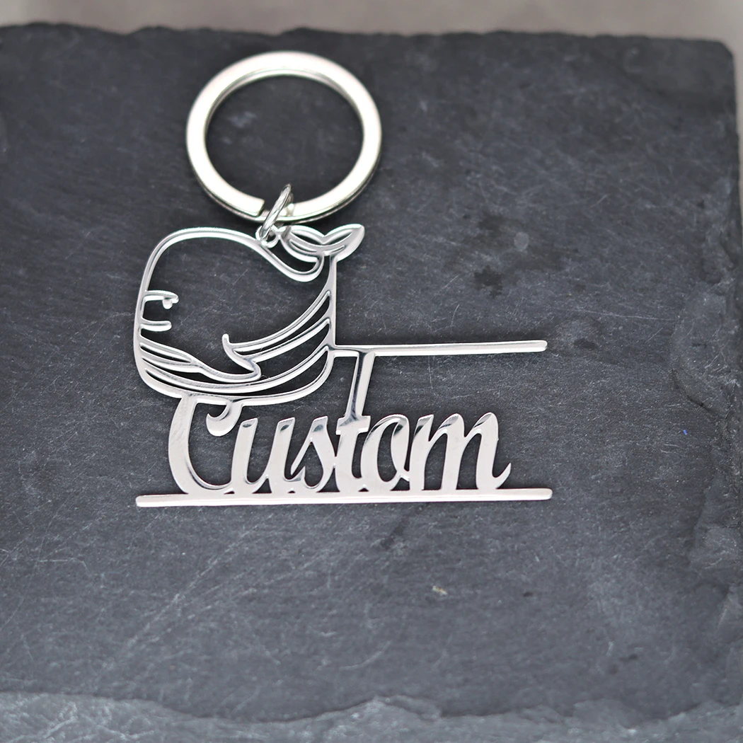 Customizable Stainless Steel Keychain - Cute Fish Shapes With Personalized Name & Lettering, Perfect Gift For Animal Lovers