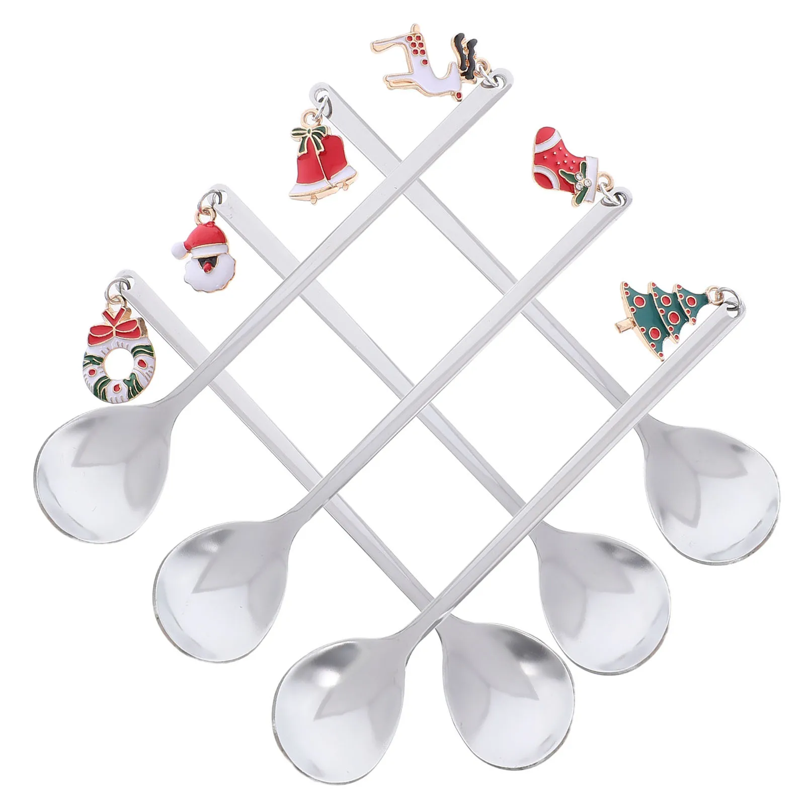 

Creative Coffee Spoons Stainless Steel Cartoon Christmas Pendants Dessert Mixing Utensils Holiday Tableware Ice Cream