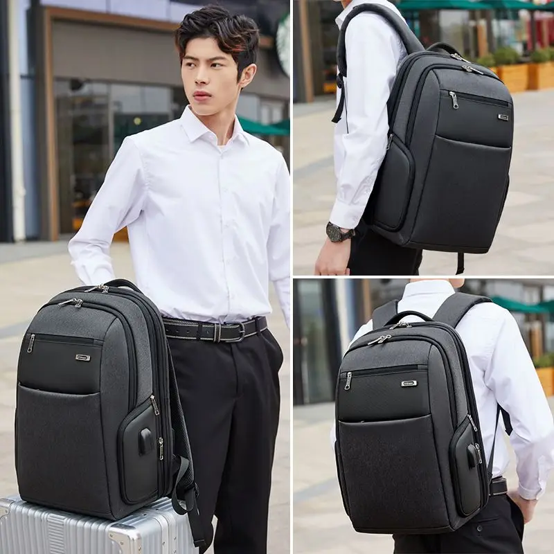 WIERSOON Black Backpack 40L Expandable  Men for 15.6 Inch Laptop Backpacks Male Large Capacity Mal