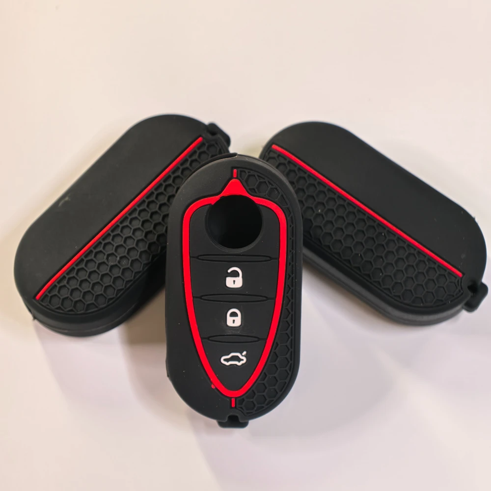 حافظة غطاء مفتاح السيارة من جل السيليكا لألفا روميو ميتو جيوليتا 159 4C GTA إلخ. 3 أزرار مفتاح السيارات مفتاح قذيفة غطاء للحماية #1