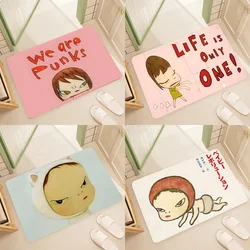 Cartoon Japanese Sleepwalking Dolls Yoshitomo Nara Artworks Art Floor Mat Doormats Home Carpet Foot Mat Bathroom Absorbent Mats