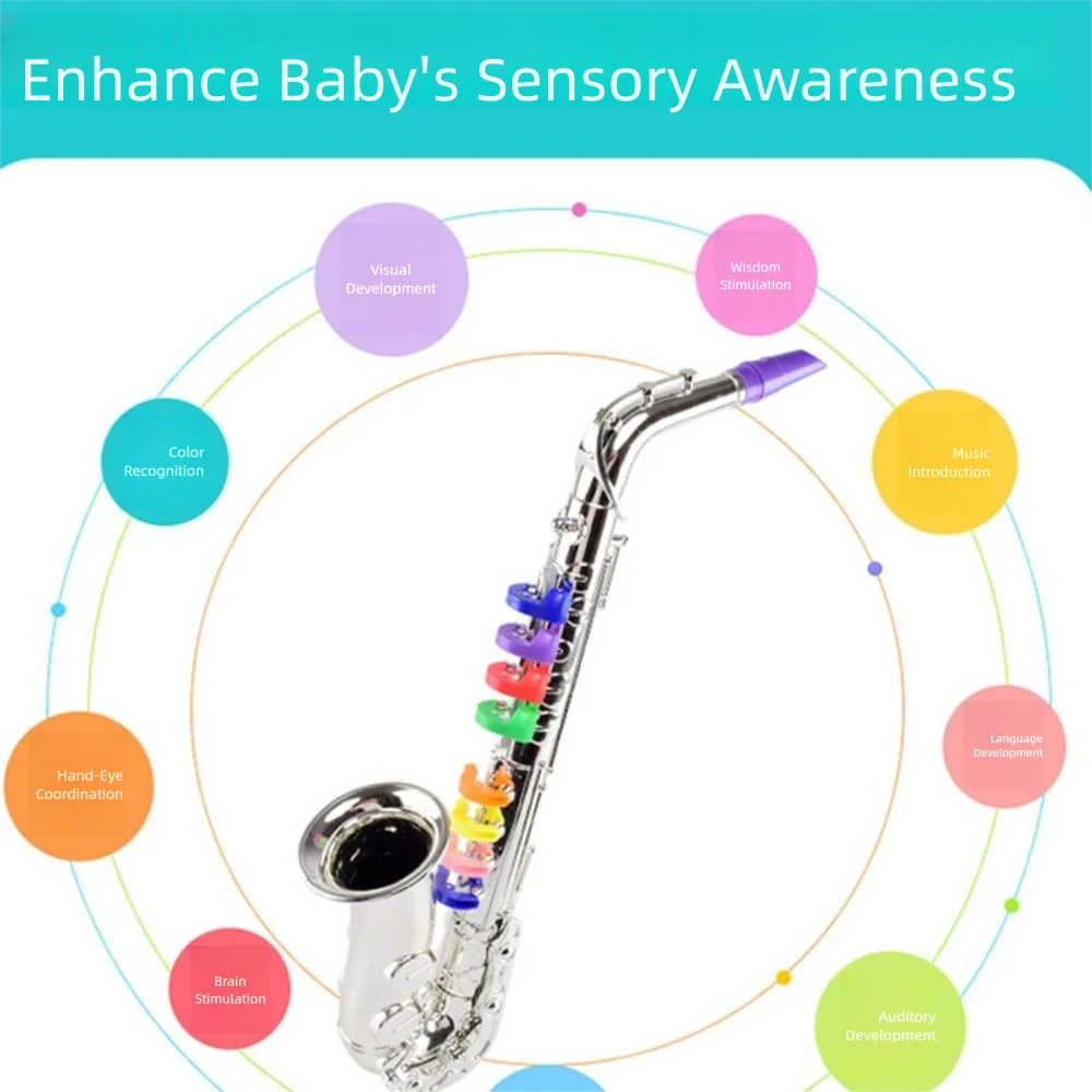 Silver Gold Kids Saxophone Toy Simulated Musical Teaching Aids Musical Instruments Four-tone Early Learning