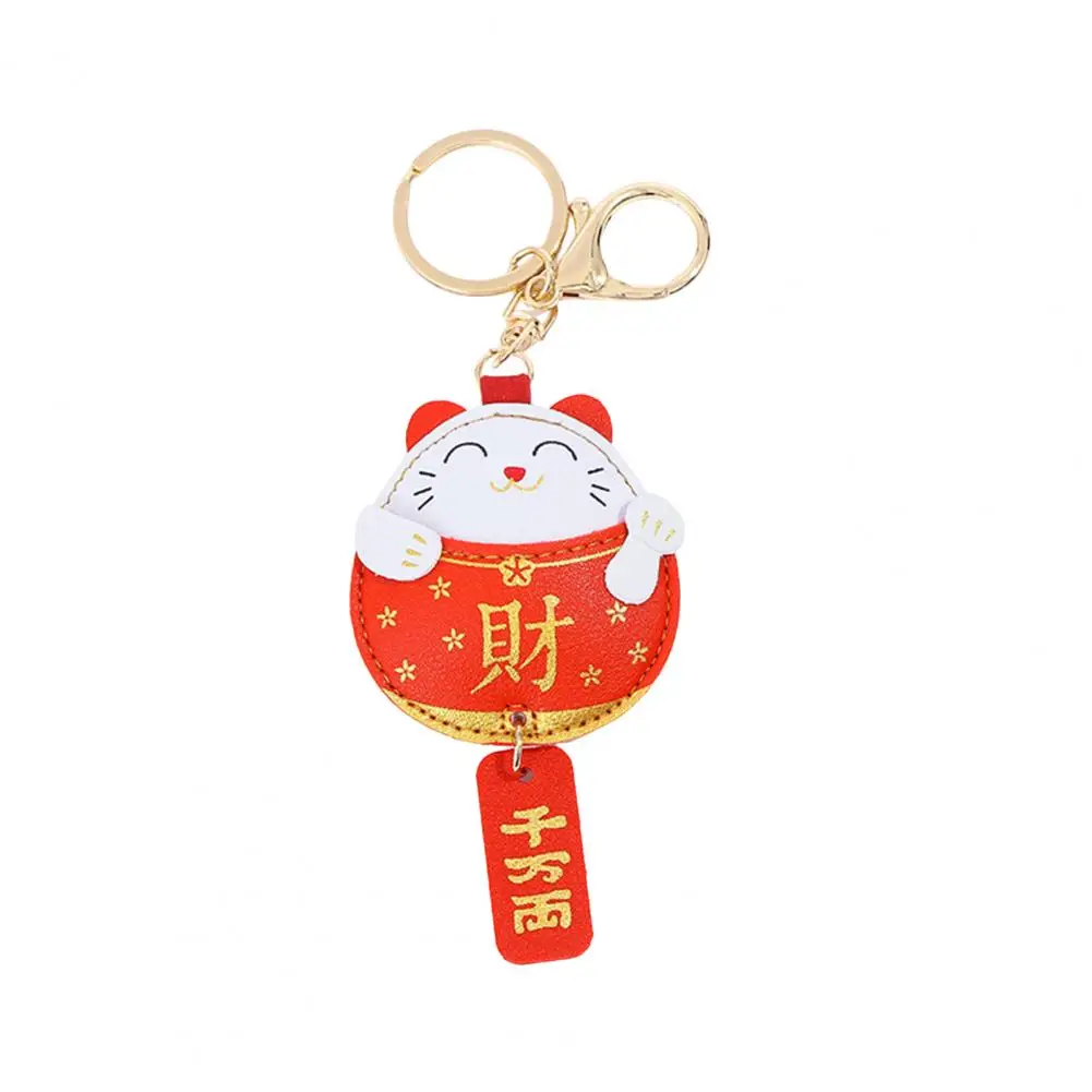 Lucky Cat Pendant Chinese Style Lucky Cat Keychain Pendant Faux Leather Bag Doll Car Accessories 3 Years Experience Seller Cute