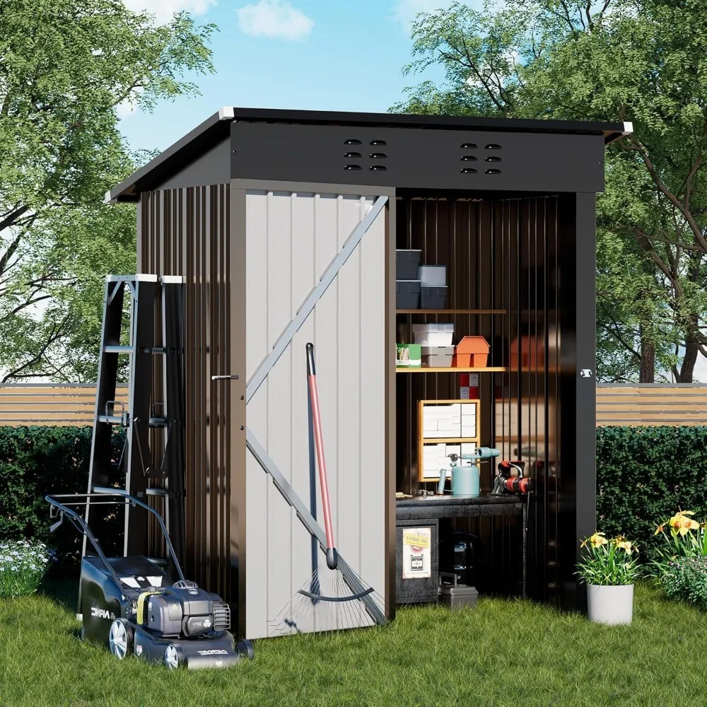 

Shed Outdoor Storage Shed Metal,Lockable Doors Tool Sheds with Sloping Roof,Steel Garden Shed with Air Vent for Backyard,Patio,