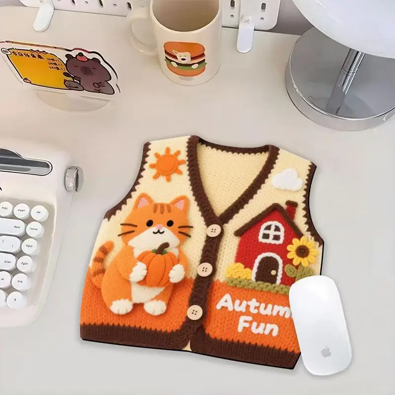 Niedliches Mauspad mit Pullover-Motiv, personalisiertes Büro-Computer-Schreibtischpad, tragbares Heim-Mauspad, 3D-Gummimatten, Teppich