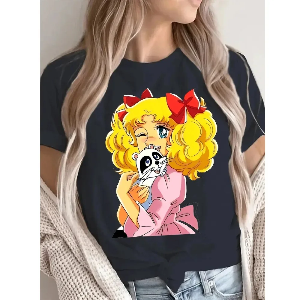Candy Cartoon Print Streetwear T-Shirt Harajuku Kleidung Mode Mädchen T-Shirt Kurzarm Sommer Tee Lässiges Damen O-Neck Top – Detail 4