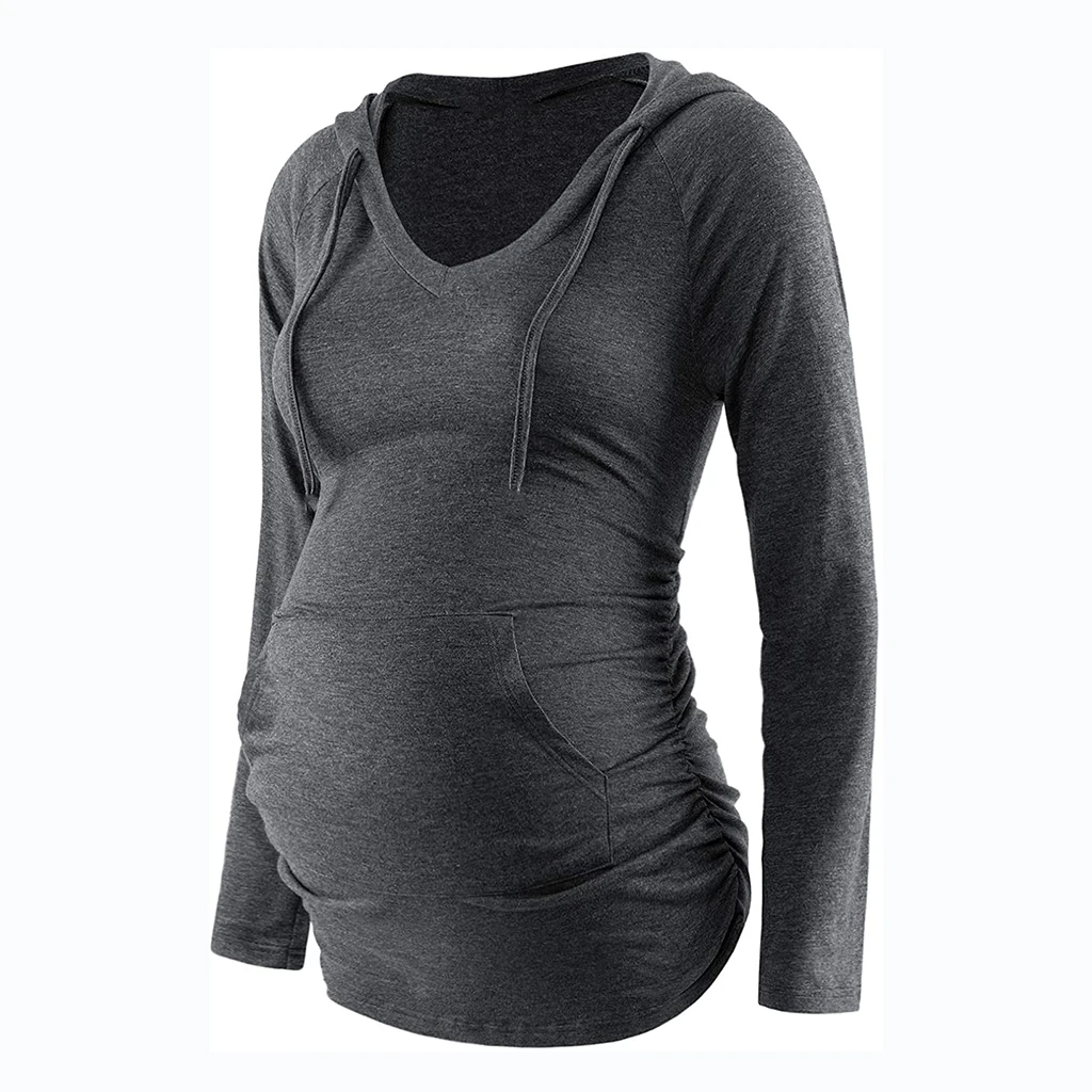 Frauen Mutterschaft Hoodies Gestreiften Druck Langarm V-ausschnitt Hoodie Sweatshirts Top Mama Schwangere Pflege Herbst Und Winter Kleidung – Detail 15