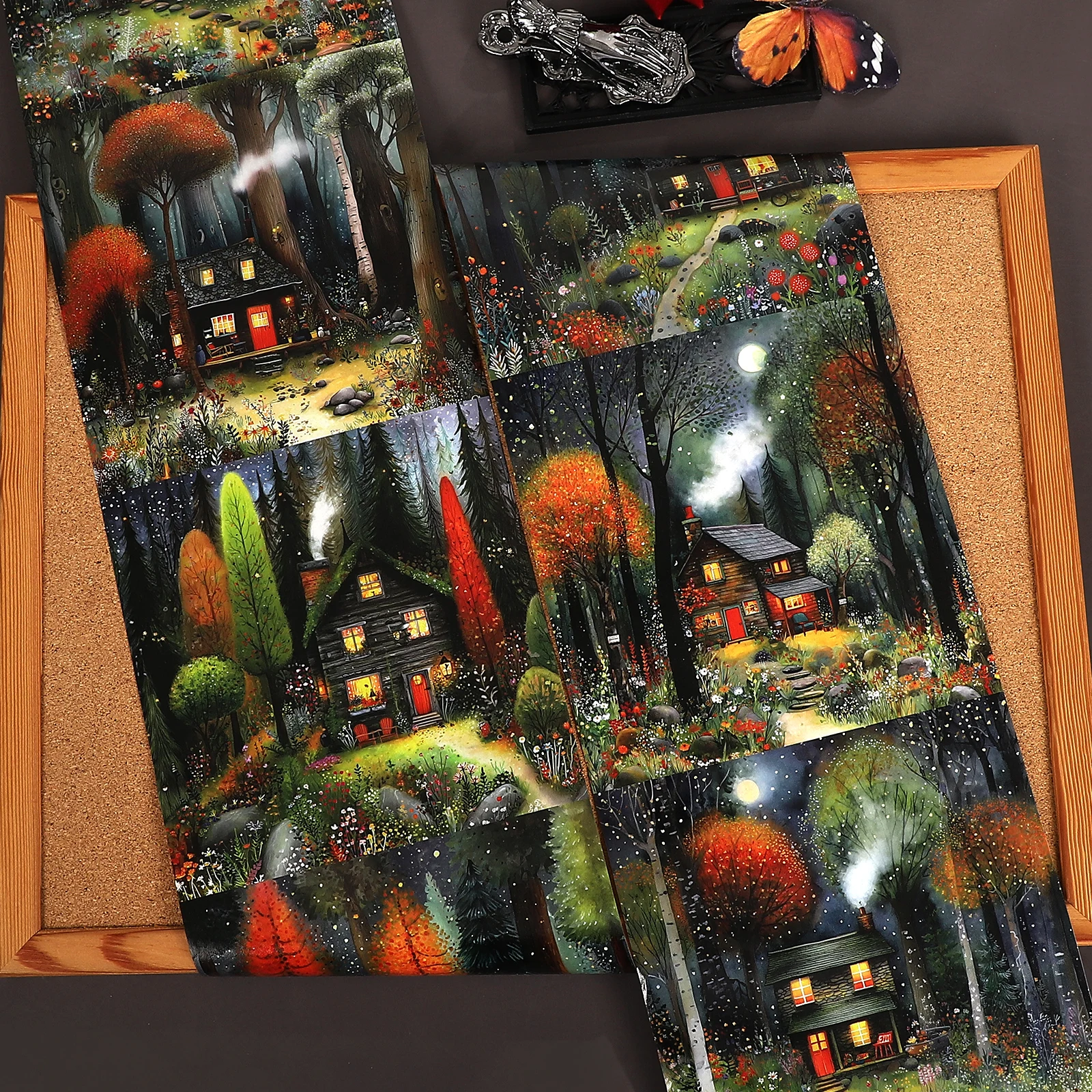 15cm*184cm Vintage Autumn Forest House Landscape Washi Tape Creative DIY Journal Material Collage Scrapbooking Stationery