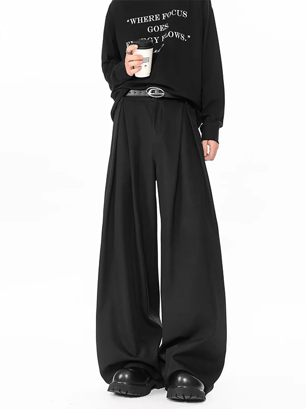 

Повседневные плиссированные широкие брюки в американском стиле, мужские свободные брюки прямого кроя, весенне-осенние брюки Cleanfit в стиле High Street