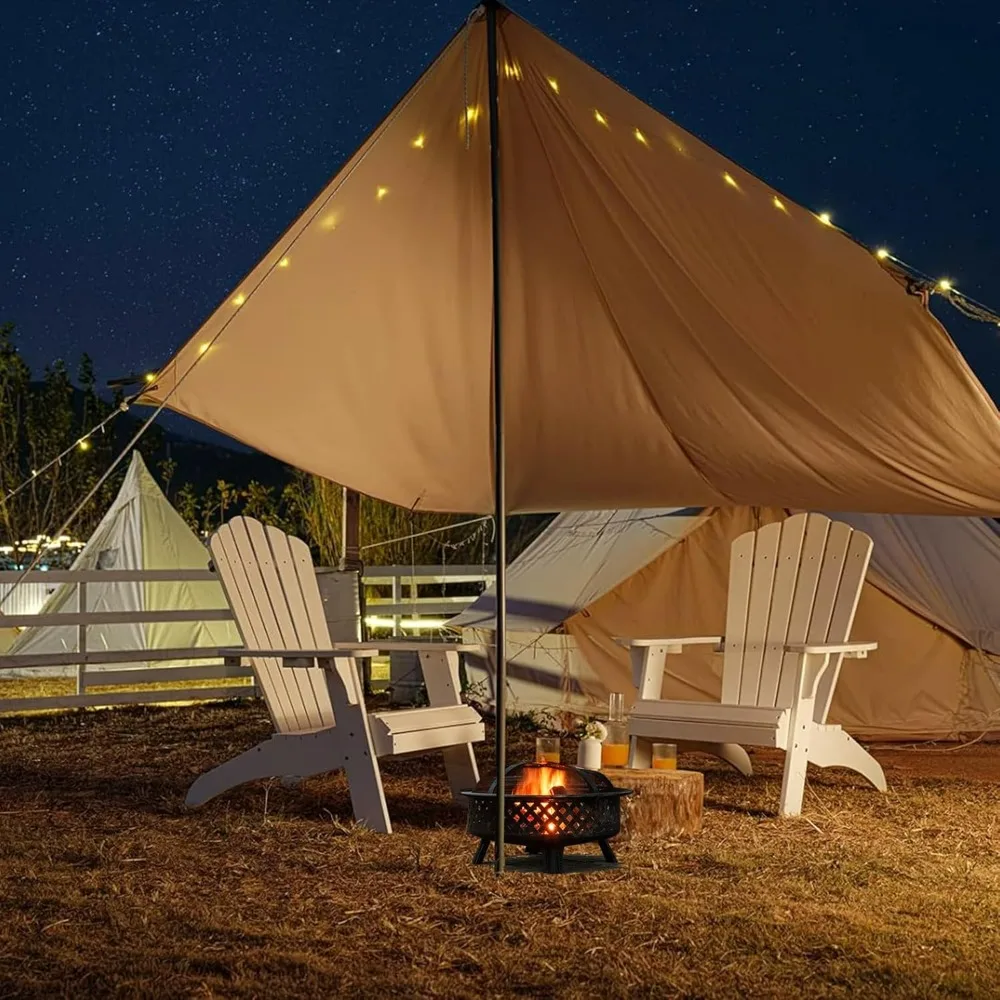 كرسي آديرونداك، كرسي حفرة النار من البولي كراسي كبيرة الحجم مع حامل أكواب، كراسي فناء داعمة 350 رطلاً للحديقة والطقس #4