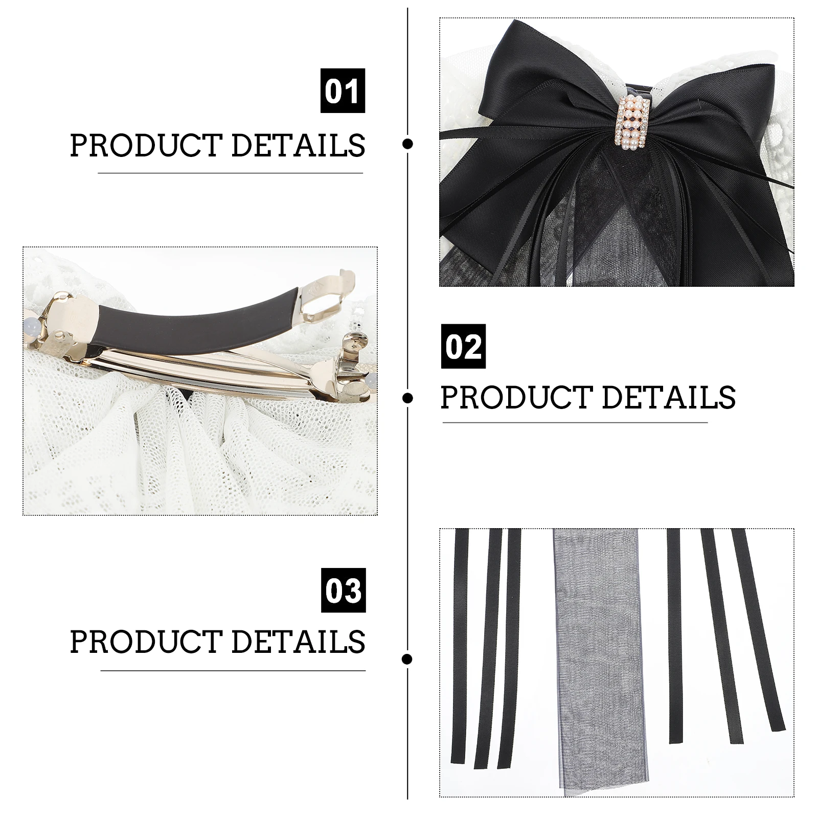 

Girls Hair Accessories Bow Hairpin Bows Holder for Jewelry Knot Hairpins Clip Black Bowknot Clips Miss
