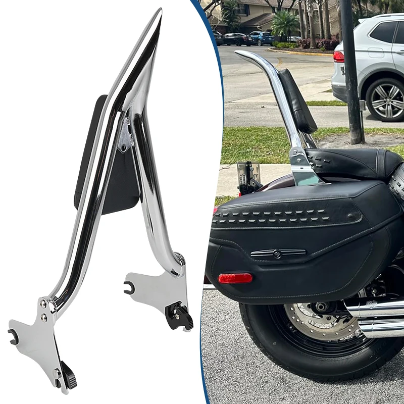 

Motorcycle Rear Passenger Backrest Sissy Bar Luggage Rack Pad 16" For Harley Touring Road King Street Electra Glide 1997-2008