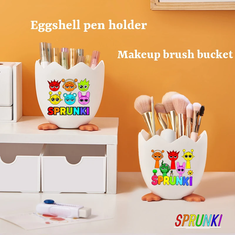 

Sprunki Eggshell Shape Pencil Pot Pen Holder Stationery Storage Container Desk Organizer Cosmetic Storage Makeup Brush Bucket