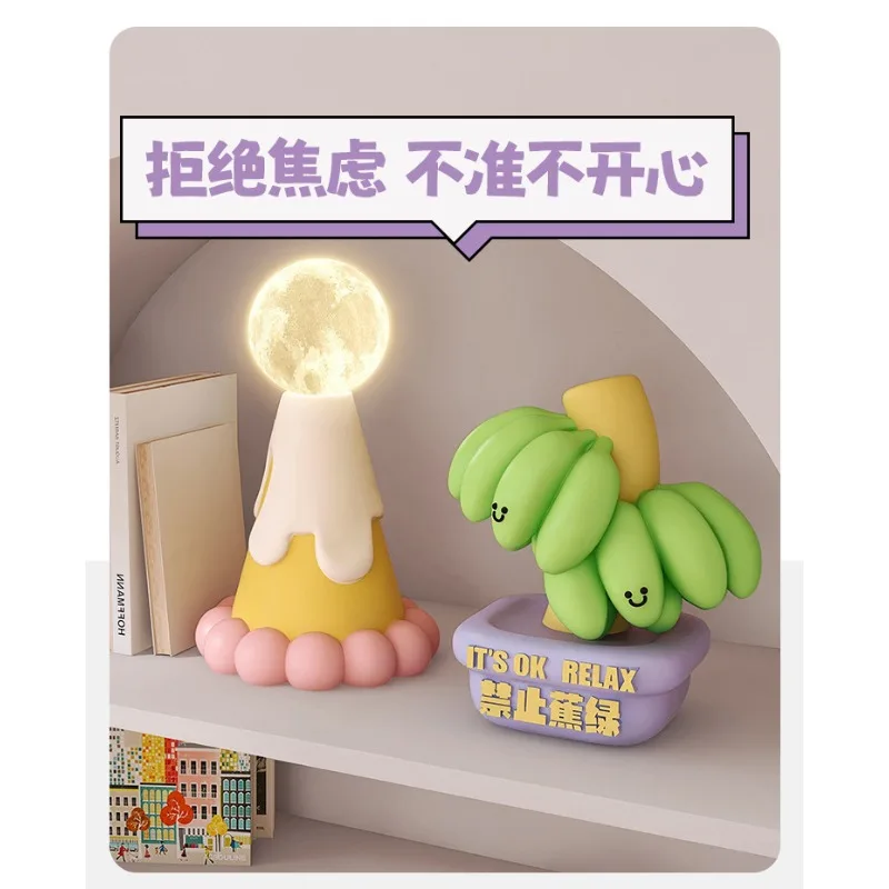 Prohibit banana green decompression small ornaments, refuse anxiety banana desk station emotional stability artifact gift