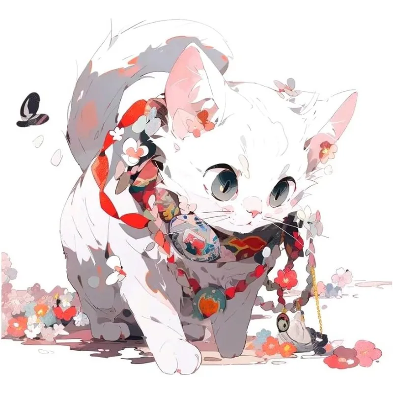 1Pc 2D Flat Cute Anime Cat Vinyl Sticker, Waterproof Decal for Car Bumper Trunk Bike Camper Decor, Holiday Gift