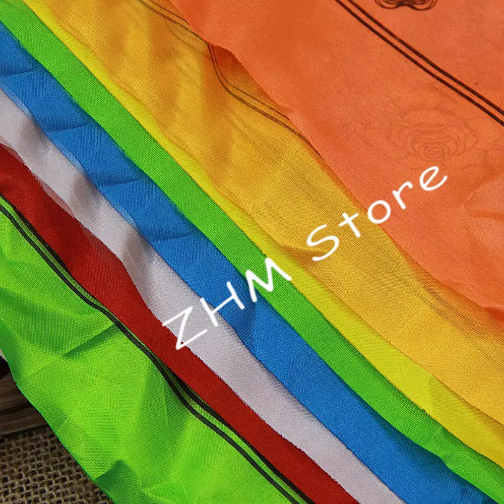 10 Meters 21 pcs/string Religious Flags ,7 Colors 21 Rulai Mantra /7 Mantras In 1 String  Silk Cloth Colorful Prayer Flags