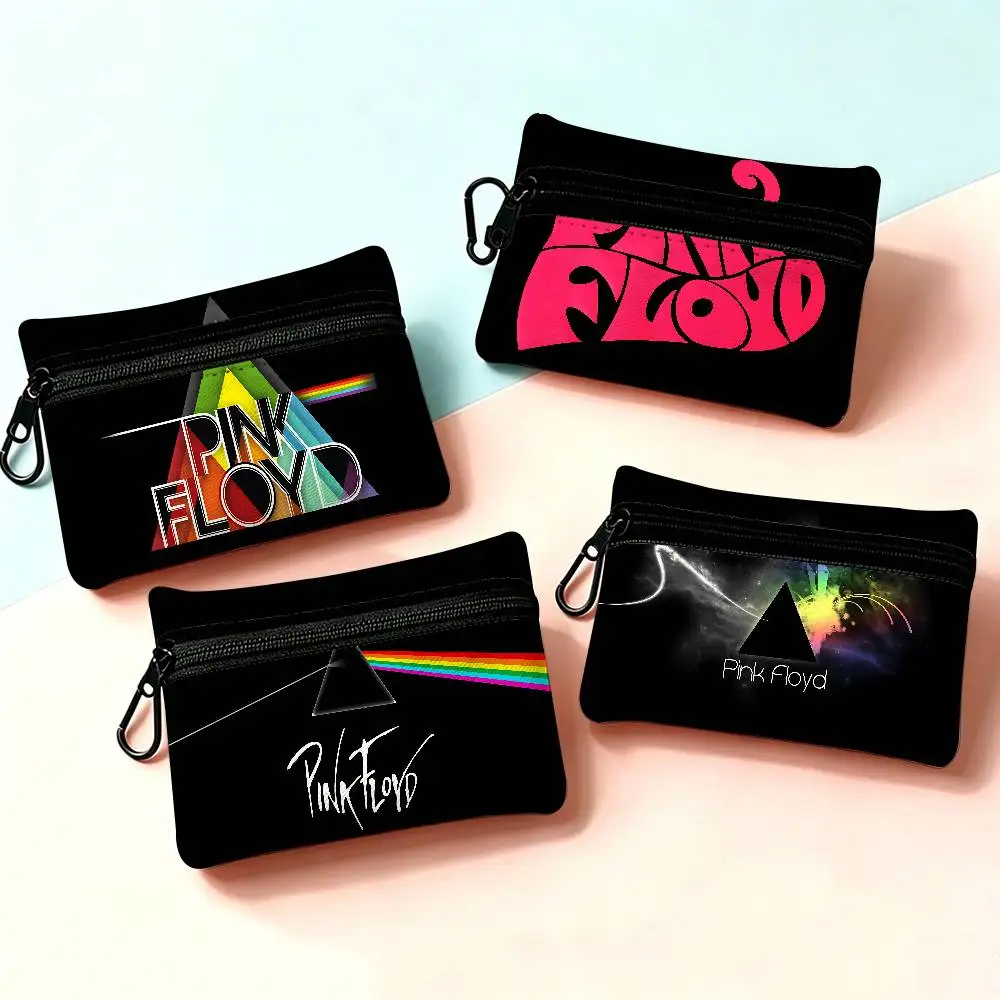 Iconic Rock Band P-Pink Floyds Wear-resistant Oxford Cloth Coin Purse Portable Backpack Hanging Card Storage Bag