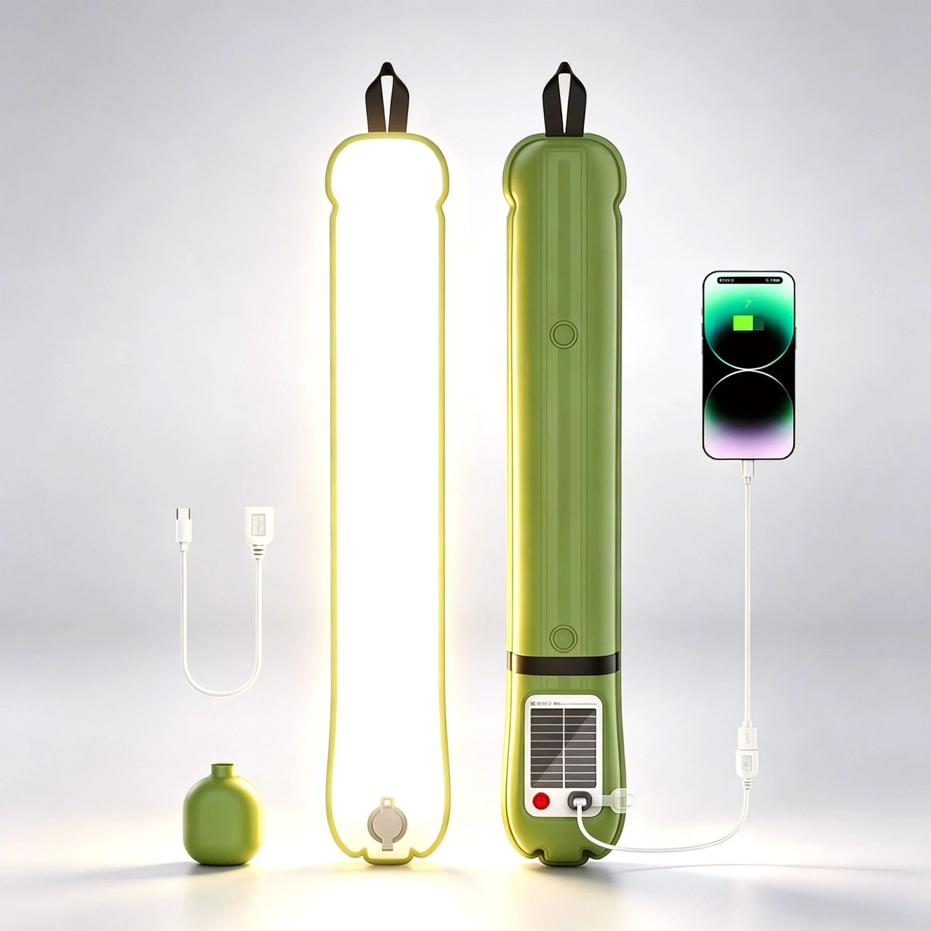 Outdoor New Air Column Light Solar Inflatable Light, Folding Waterproof Magnetic Camping Light