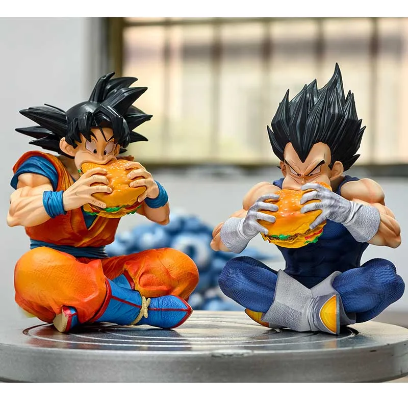 Jt Statue Dragon Ball Goku Vegeta Hamburger Anime-Figur Sammlerstück Desktop-Ornament Heimdekoration Geschenk für Anime-Sammler