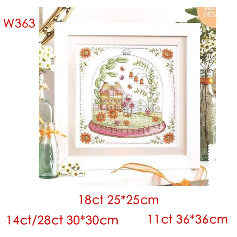 Cross Stitch Kit Crystal Ball Garden House 28ct 18ct 14ct 11ct can be Custom Printed Cloth hand Embroidery Relief Material Kit