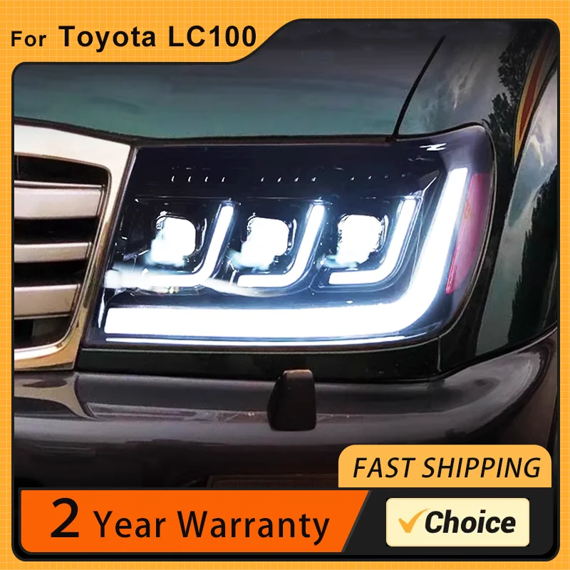 

Передние фары для Toyota Land Cruiser LC100, полная яркость, 1998-2007, 4500, передние фары для автомобиля, дневные ходовые огни, динамический поворотный сигнал, фара в сборе