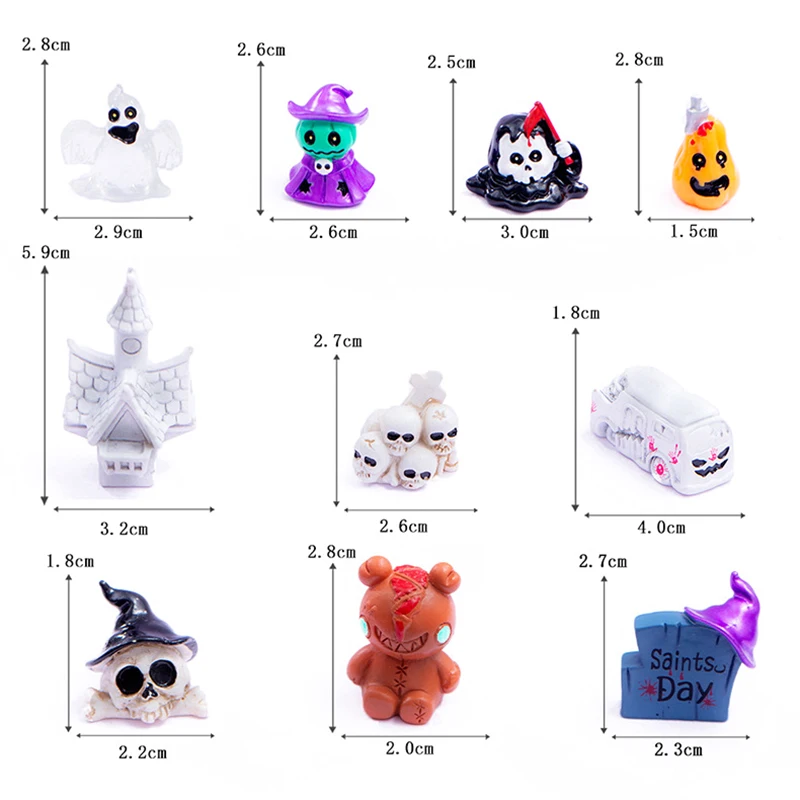 Halloween Ornament Micro Landscape Decoration Accessories Wizard Ghost Pumpkin Rabbit Bat Tree Magic House Resin Ornaments