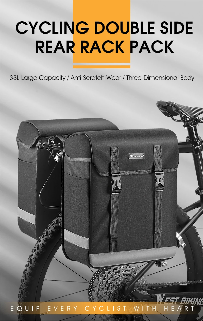 WEST BIKING 33L Große Fahrradtasche Doppelseitige Gepäckträgertasche MTB Rennrad Reisetasche Fahrradgepäckträger-Packtasche – Detail 1