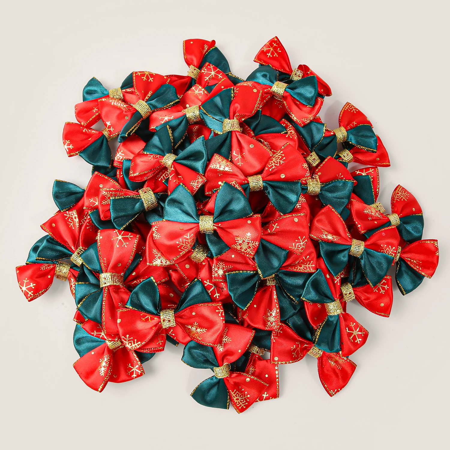 30/40 قطعة ندفة الثلج الأحمر الأخضر اللون حظر القوس الساتان ملحق لعيد الميلاد DIY بها بنفسك الملابس كليب شنطة هدايا قبعة اكسسوارات الديكور