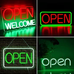 Open Welkom Neon Sign Led-verlichting Zakelijke kamerdecoratie Etalageglas Deur Winkel Winkel Bar Salon Restaurant USB-lamp