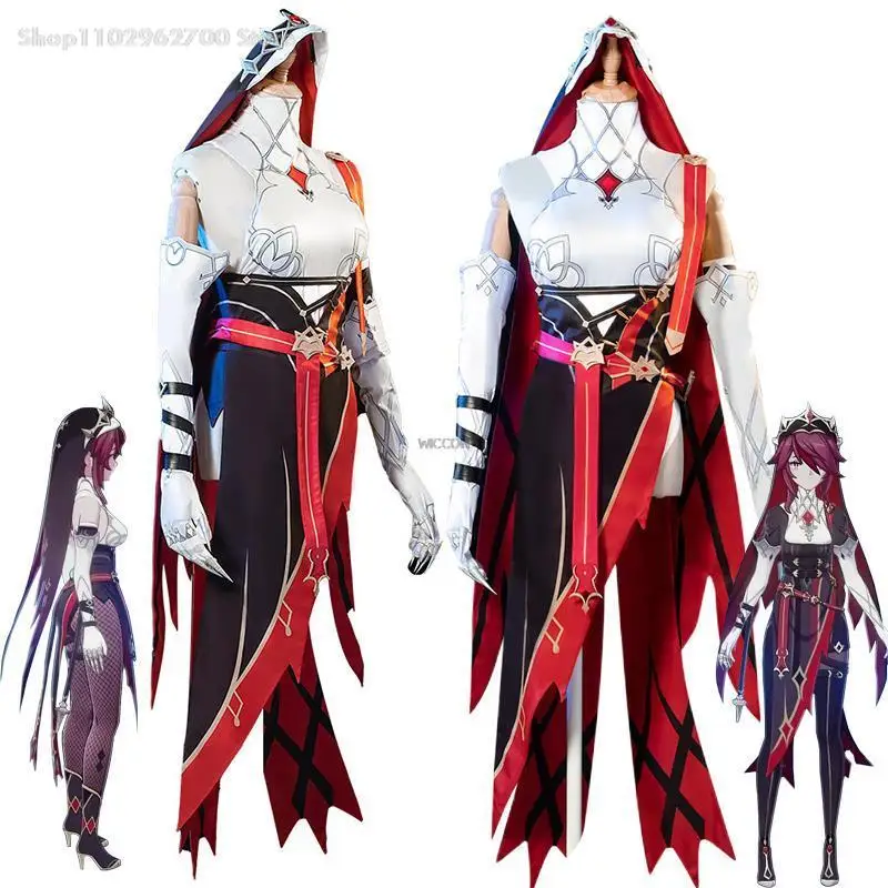 Anime Game Genshin Impact Cosplay Rosaria Cosplay Costume Uniform Roselia Wig Nails Shoes Halloween Costumes Carnival for Women 