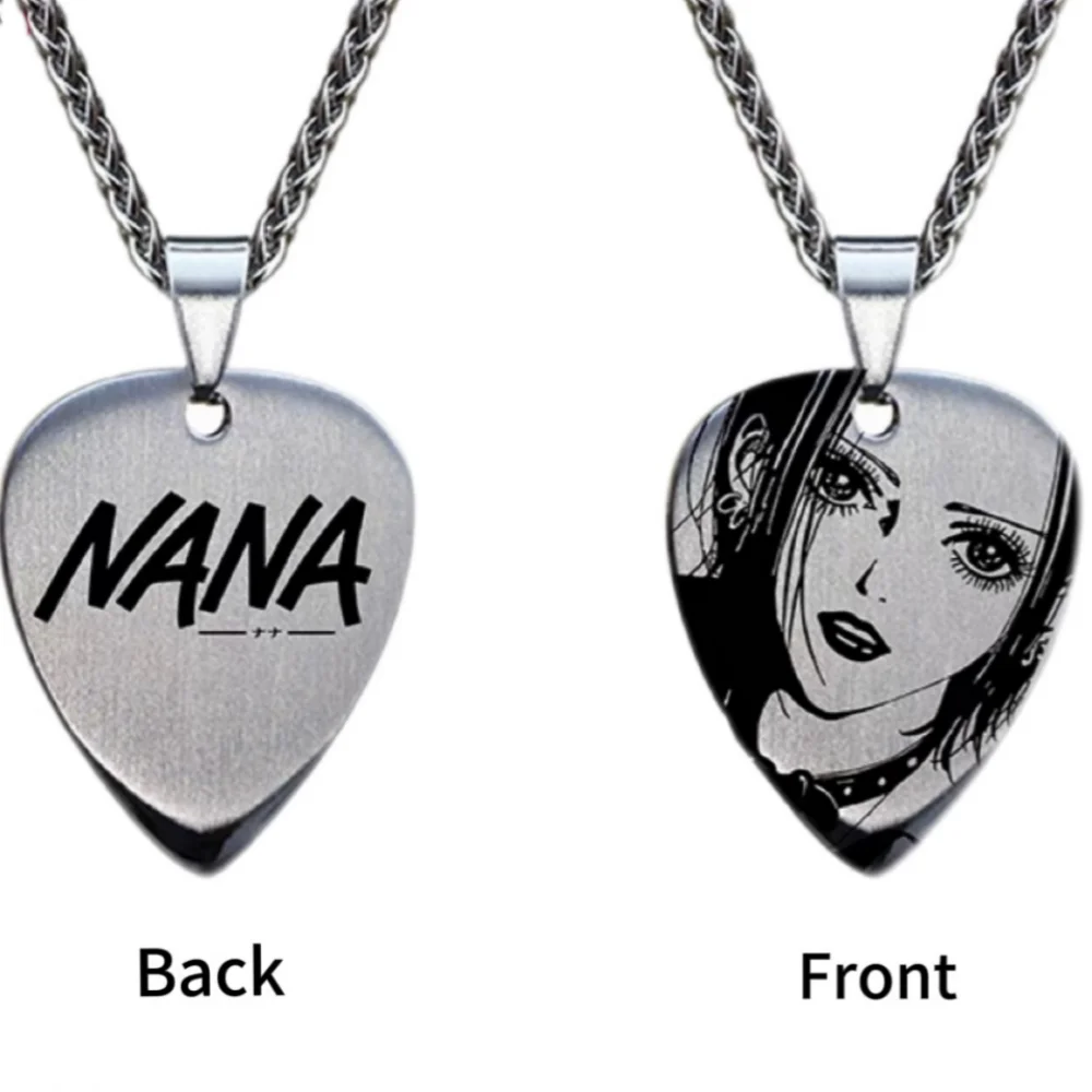 Anime NANA Oosaki Nana ナナ Cosplay Necklace Rock Unisex Stainless Steel Choker Guitar Pick Pendant Jewelry Accessories Props