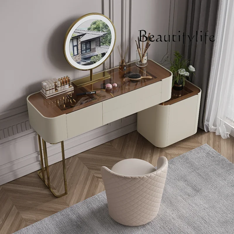 

X Smart Home Luxury Dresser Modern Simple Wood Makeup Dressing Table Bedroom Integrated Makeup Table Advanced Penteadeira Room F