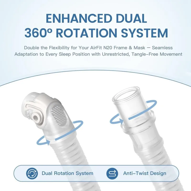 ABIT 4PCS Replacement Elbow And Short Tube For Resmed Airfit N20 And Airtouch N20 CPAP Accessories Reduce Noise No Leakage