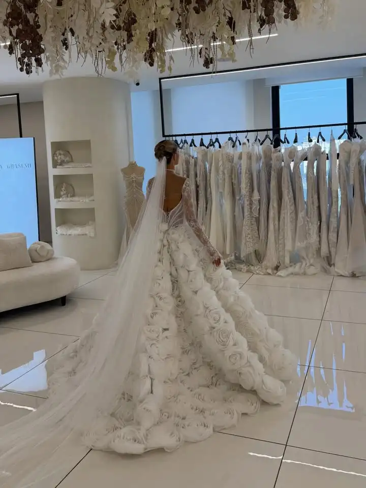 Customized Exquisite 3D Flower Wedding Dress with Jacket 3 Pieces Set Bridal Gown Sweetheart Lace Sleeve Ball Gown vestidos de
