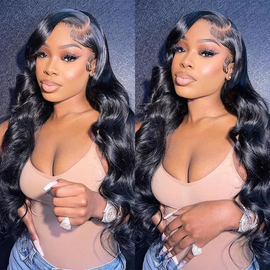 Body Wave Lace Front Human Hair Wigs 13x4 HD Pre Plucked With Baby Hair Lace Front Wig For Black Women 180 Density Natural Color