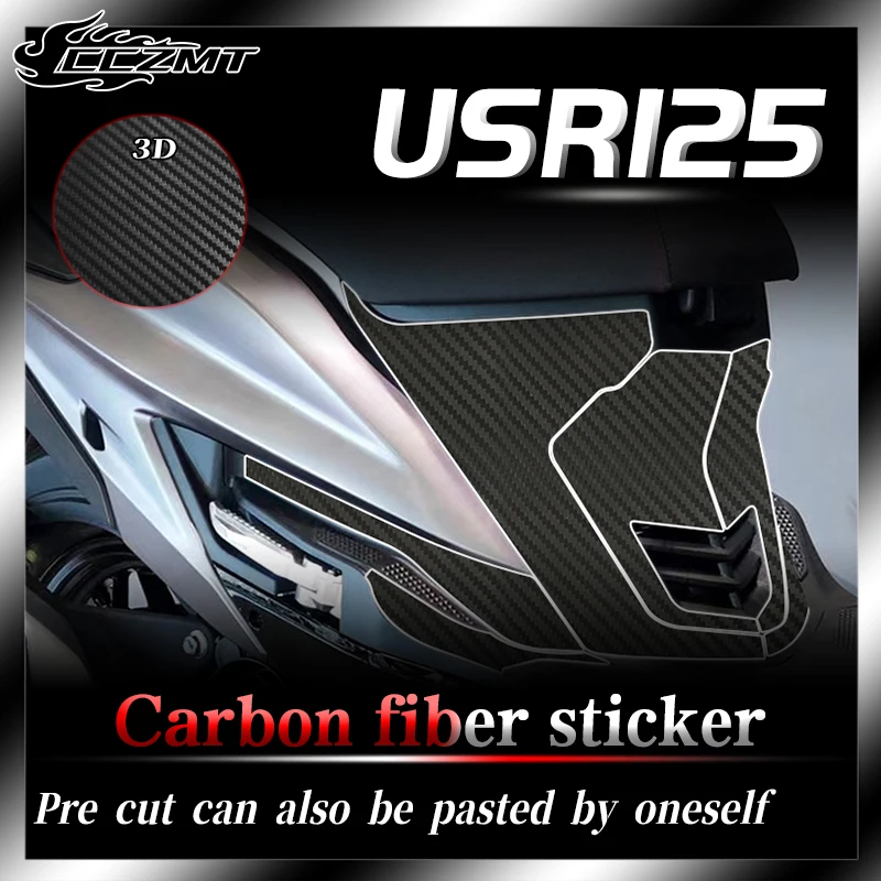 

For Haojue USR125 car stickers 3D carbon fiber protective stickers car body film waterproof sunscreen modification accessories