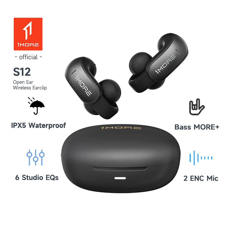 

1MORE S12 Ear-clip IPX5 Waterproof Bluetooth 5.4 Wireless Headphones for gamer low Latency Earbuds