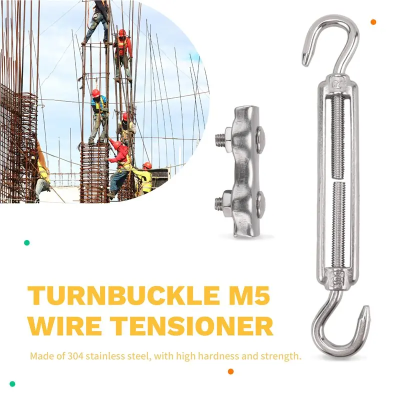 PZHI-30 Turnbuckle M5 Wire Tensioner Set With Turnbuckle Wire Rope Clamp Thimbles Press Clamp For Tightening