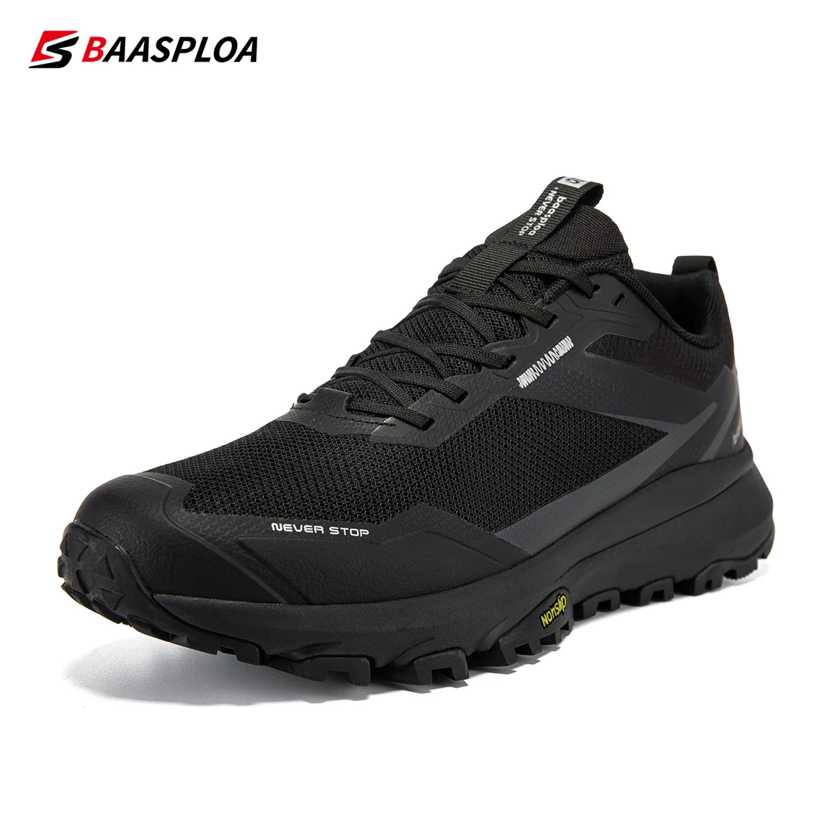 Baasploa Men Hiking Shoes Mesh Breathable Outdoor Sneakers Male Lightweight Casual Shoes Non-Slip Wear Resistant Outdoor Tenis