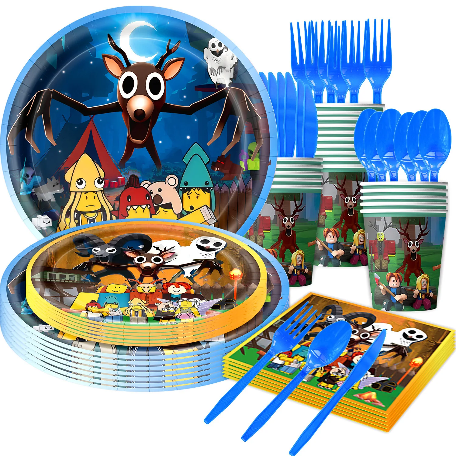 أحدث لعبة البقاء على قيد الحياة 99 ليلة في الغابة بالون راية Caketopper طبق هدية حفلة عيد ميلاد الديكور #3