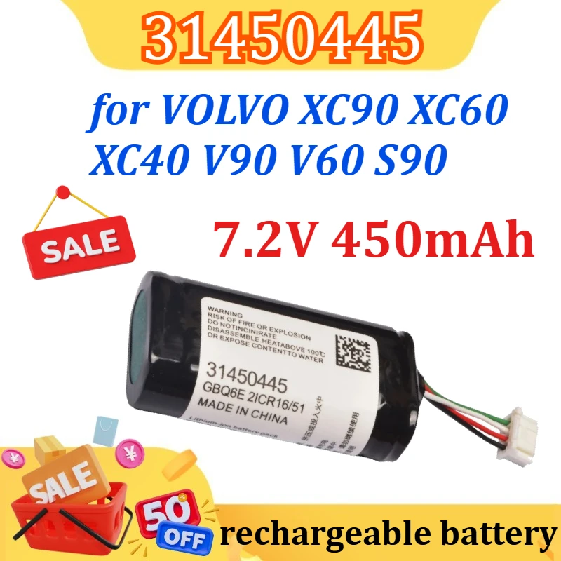 

New Battery for VOLVO 31450445 7.2V 450mAh Volvo XC90 XC60 XC40 V90 V60 S90 VCM Gateway Module Batteries