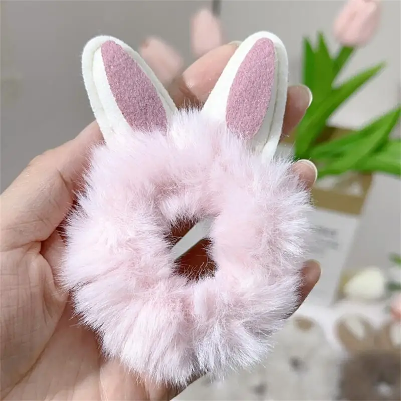 Rabbit Ears Plush Hairbands Girl Cartoon Cute Elastic Hair Ropes Children Colorful Ponytail Maruko Hair Tie Hair Accessories