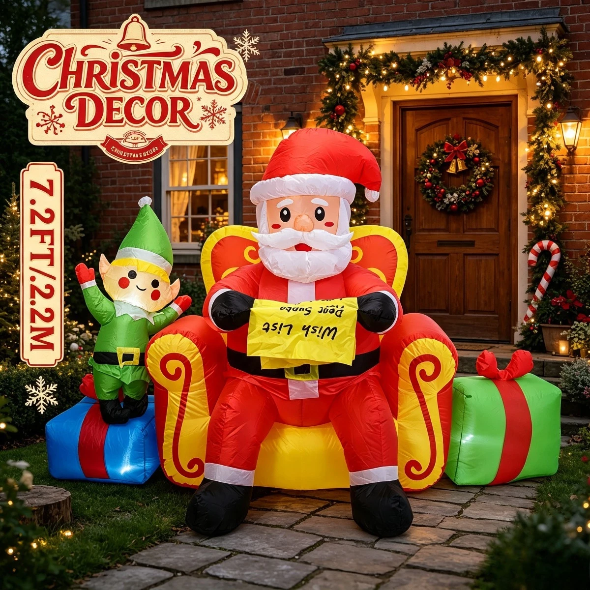 7.2FT Christmas Inflatable San - Santa'S Elves Holiday Lighting & Decor Llc recension och pris